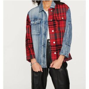 Blue Revival Your Ex-Boyfriends Silver Hardware Plaid Shirt Jacket Sz M